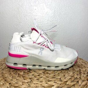 On Running Cloudnova Undyed White & Carnation (Barbie) Size 7 pink